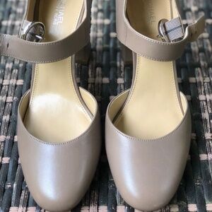 Michael Kors Taupe Block Heel Mary Jane Pump